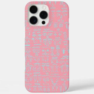 Pink Phone Case with Blue Doodle Pattern - Artisti