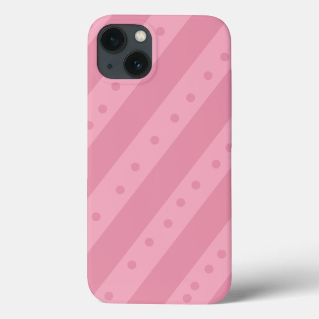 Pink Phone Case with Stripes and Dots (Back)