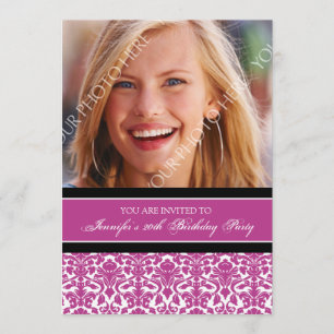 Pink Photo 20th Birthday Party Invitations