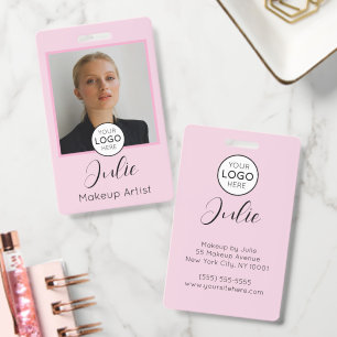 Pink Photo and Logo Makeup Artist Badge