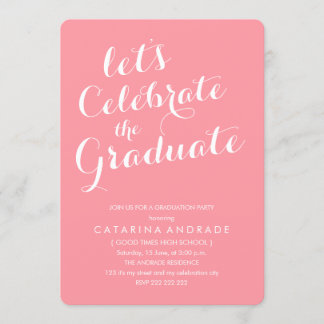 Pink Photo Graduation Party Girly Modern Script Invitation