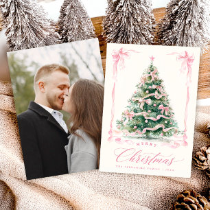 Pink Photo Happy Holidays Card