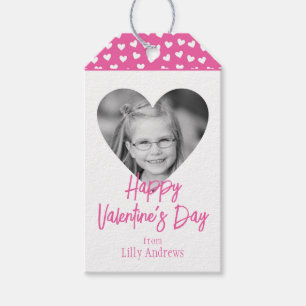 Pink Photo Heart Valentine's Day Gift Tags