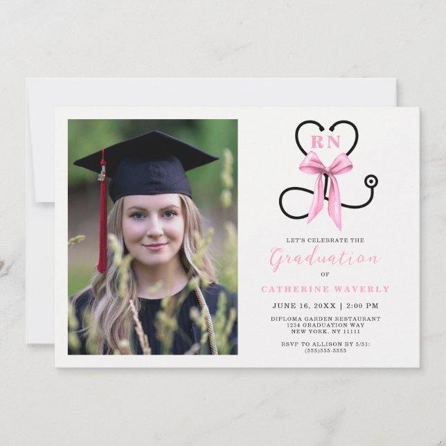 Pink Photo Nursing School Graduation Party Invitation (Front)