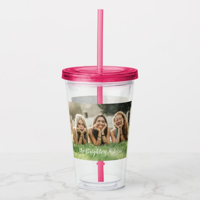 Pink Photo Personalized Acrylic Tumbler (Front)