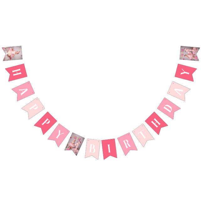 PINK Photo personnalisée Bonne bannière d'annivers (Tout)
