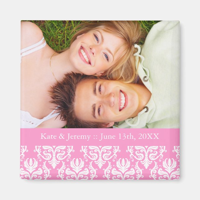 Pink Photo Save the Date Wedding Magnet (Front)