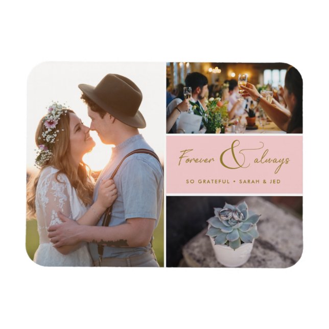 Pink Photo Thank You Collage Forever & Always Magnet (Horizontal)