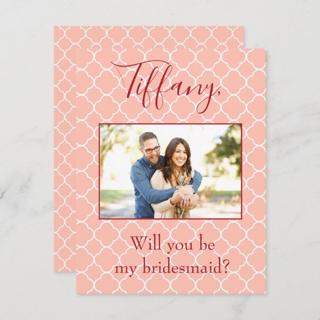 Pink Photo Will you be my bridesmaid? Invitation (Front/Back)