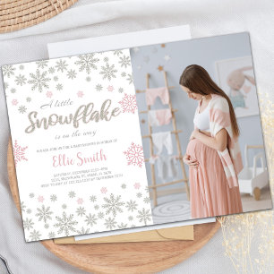 Pink Photo Winter Baby Shower Invitations