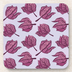 Pink Physalis Flower Pattern Pastel Botanical Coaster
