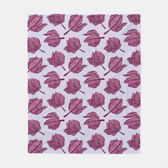 Pink Physalis Flower Pattern Pastel Botanical Fleece Blanket (Front)
