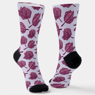 Pink Physalis Flower Pattern Pastel Botanical Socks