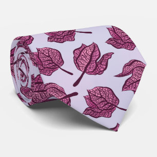 Pink Physalis Flower Pattern Pastel Botanical Tie