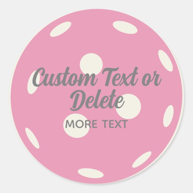 Pink Pickleball Personalized Text Classic Round Sticker (Front)