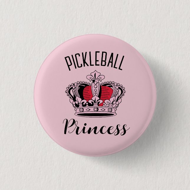 Pink Pickleball Princess Crown  1 Inch Round Button (Front)