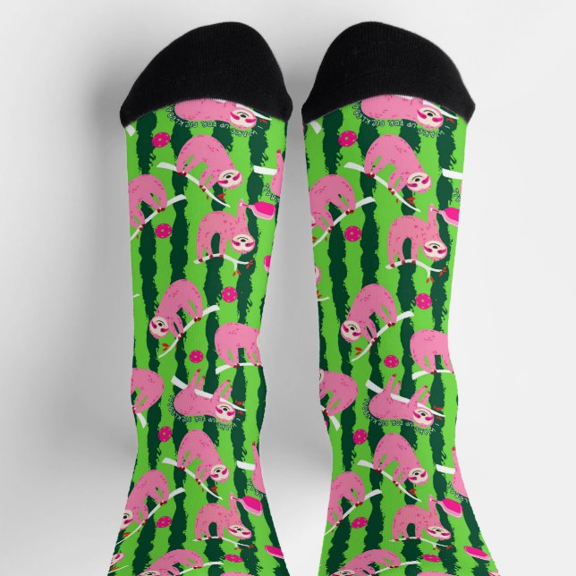 Pink pickleball sloths 🦥 socks (Top)