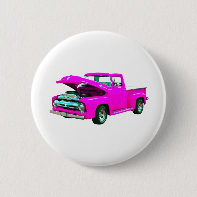 pink pickup 2 inch round button (Front)