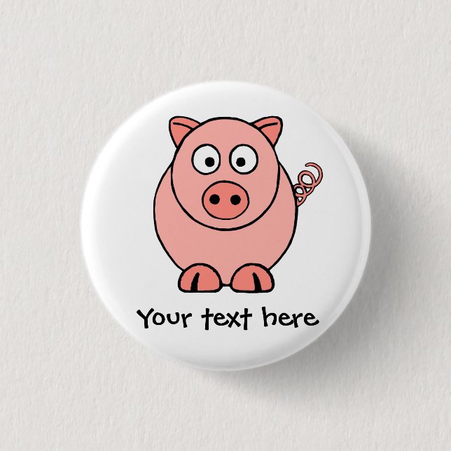 Pink Pig 1 Inch Round Button (Front)