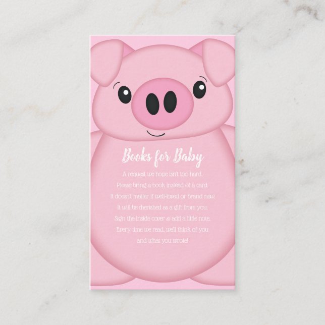 Pink Pig Baby Shower Enclosure Card (Front)