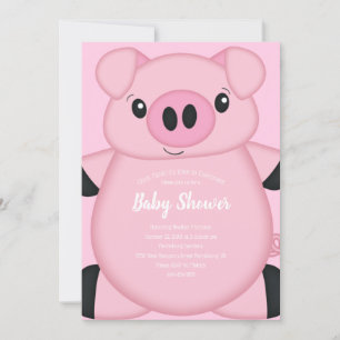 Pink Pig Baby Shower Invitation