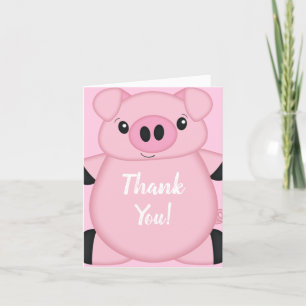 Pink Pig Baby Shower Thank You Card