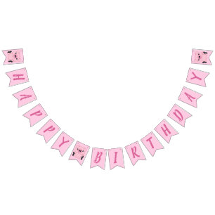 Pink Pig Birthday Party Bunting Flags