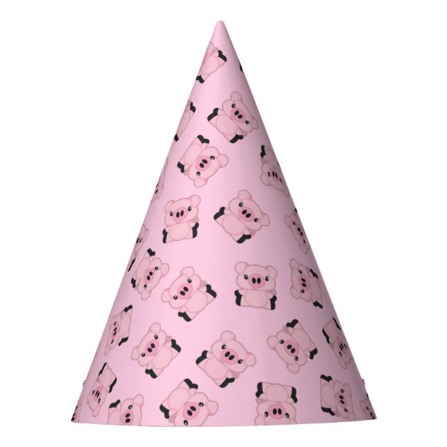 Pink Pig Birthday Party Party Hat (Front)