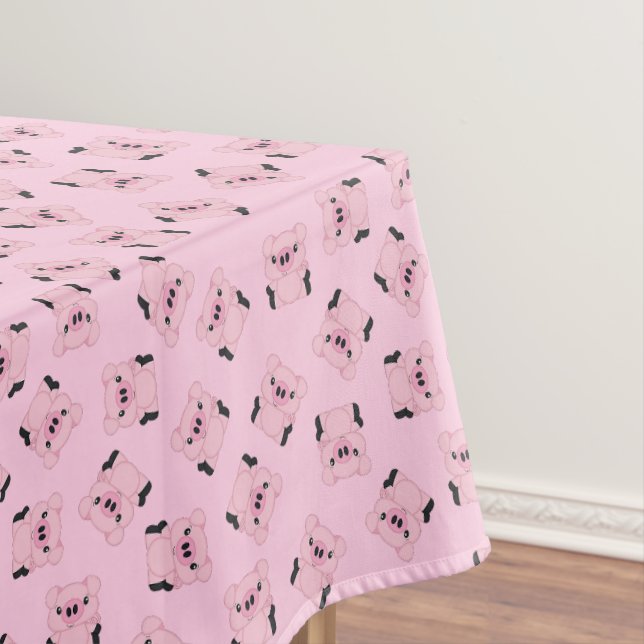 Pink Pig Birthday Party Tablecloth (In Situ)