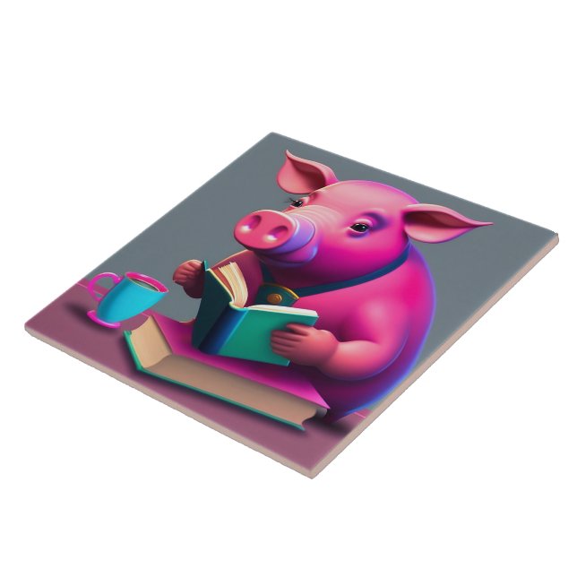 Pink Pig Ceramic Tile (Side)