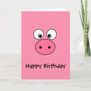 Pink Pig Face Card