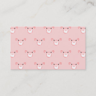 Pink Pig Face Repeating Pattern Business Card