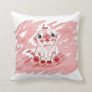 Pink pig front and back throw pillow