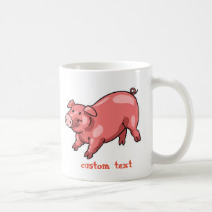 pink pig funny cartoon customizable text coffee mug