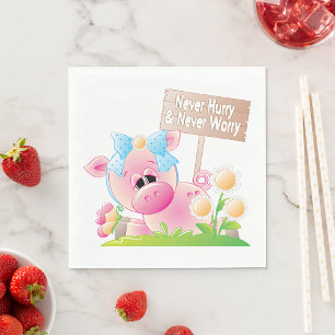 Pink Pig Nursery Never Hurry Never Worry Napkin