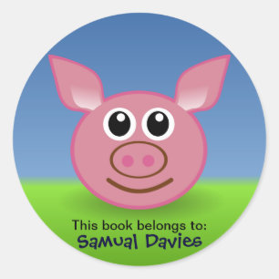 Pink Pig Personalized Name Labels