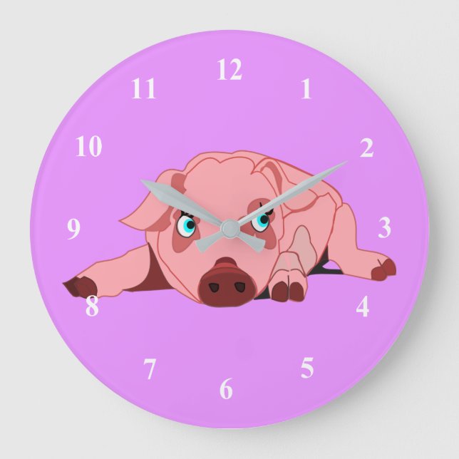 Pink Pig Purple Clock - Customizable (Front)