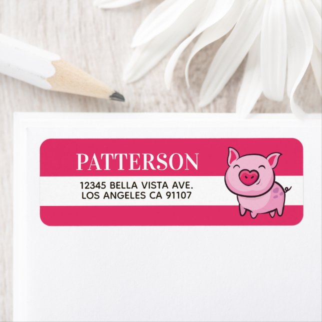 Pink Pig Return Address Label (Insitu)