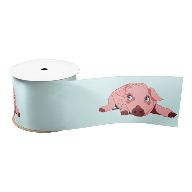 Pink Pig Ribbon - Customizable Satin Ribbon (Spool)