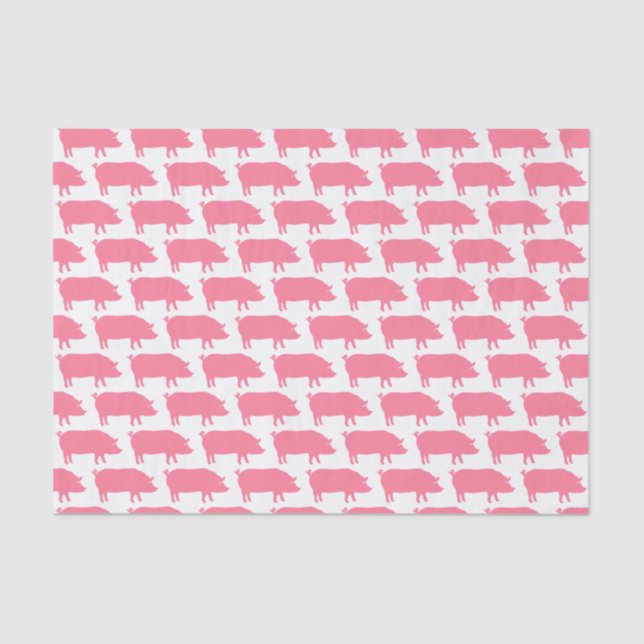Pink Pig Silhouettes Pattern Tissue Paper (Front)