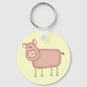 Pink Pig T-shirts and Gifts Keychain