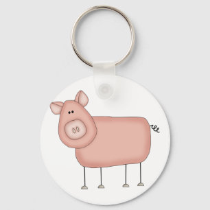 Pink Pig T-shirts and Gifts Keychain