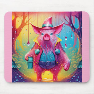 Pink Pig The Cowboy Mouse Pad