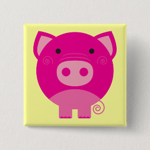 Pink Pig Tshirts and Gifts 2 Inch Square Button