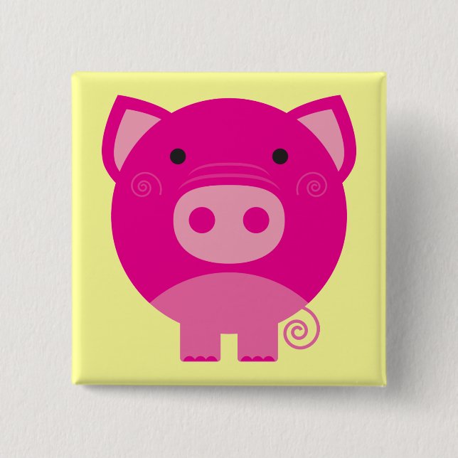 Pink Pig Tshirts and Gifts 2 Inch Square Button (Front)