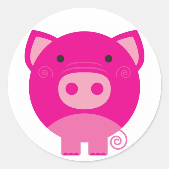 Pink Pig Tshirts and Gifts Classic Round Sticker (Front)