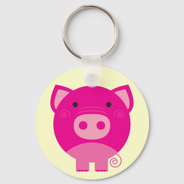 Pink Pig Tshirts and Gifts Keychain (Front)
