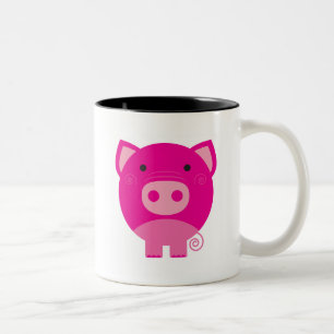 Pink Pig Tshirts and Gifts Two-Tone Coffee Mug