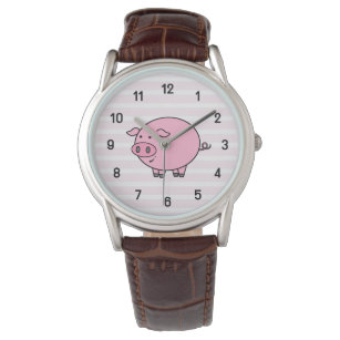 Pink Pig Wall Clock Watch