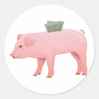 Pink Piggy Bank Stickers
